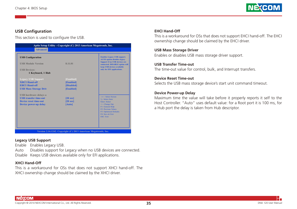 Usb configuration | NEXCOM DNA 120 User Manual | Page 49 / 54