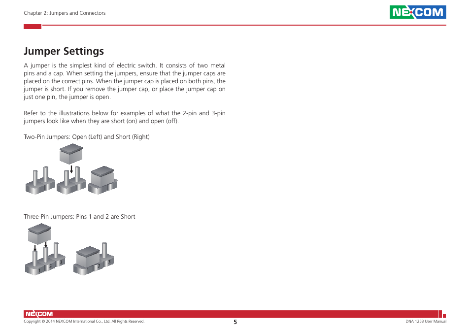 Jumper settings | NEXCOM DNA 125B User Manual | Page 19 / 55
