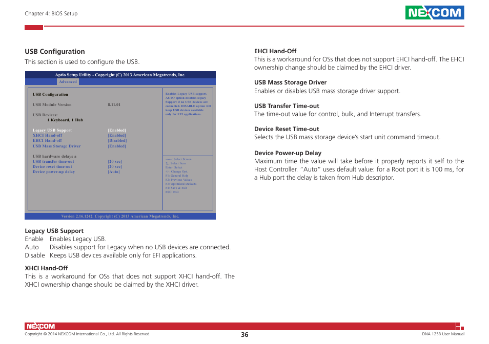 Usb configuration | NEXCOM DNA 125B User Manual | Page 50 / 55