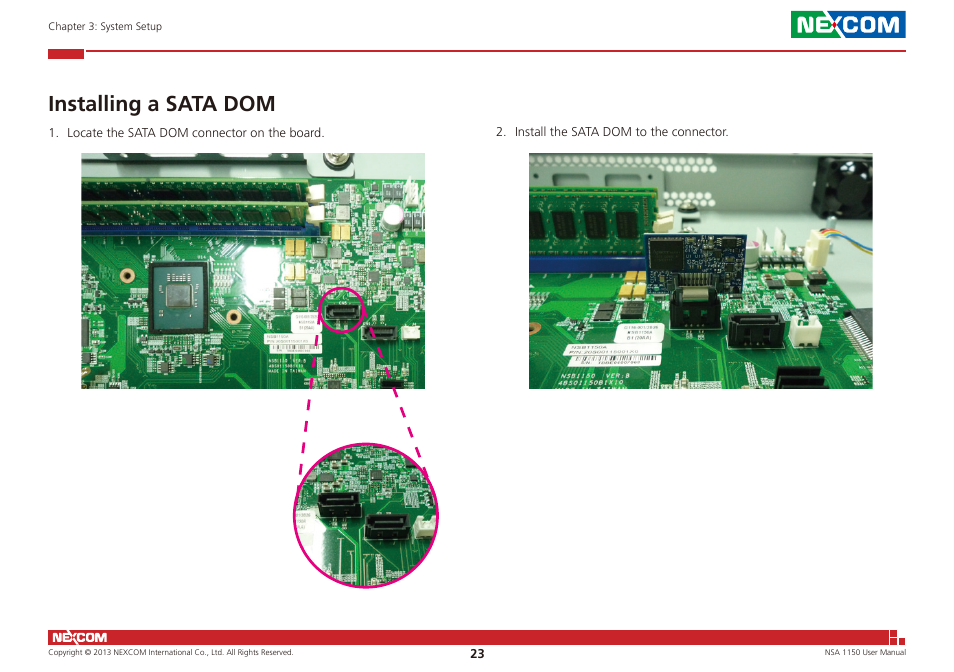 Installing a sata dom | NEXCOM NSA 1150 User Manual | Page 37 / 61