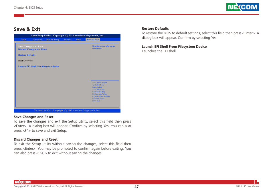 Save & exit | NEXCOM NSA 1150 User Manual | Page 61 / 61