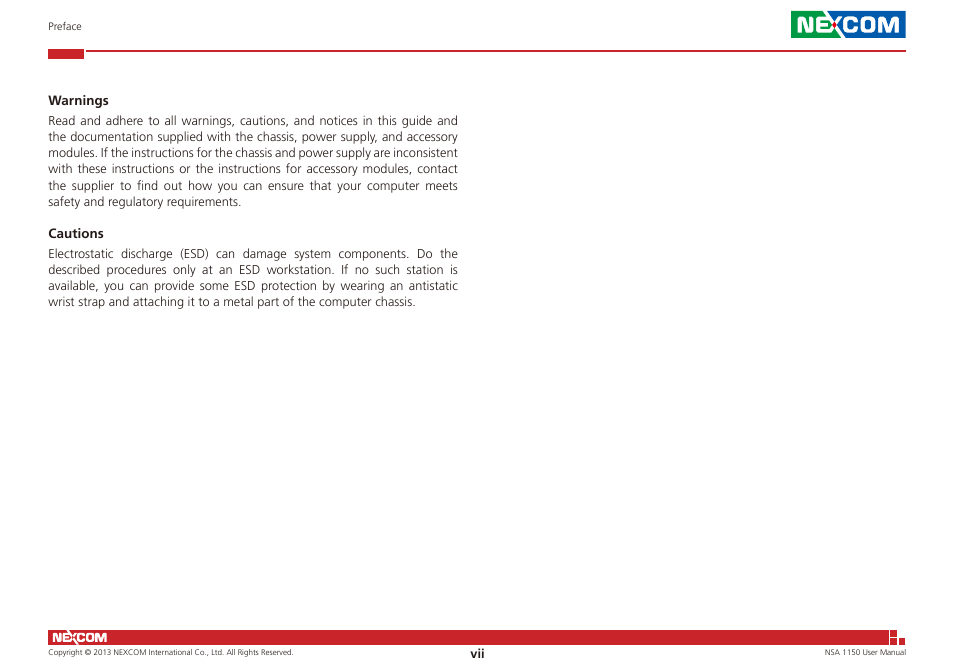 NEXCOM NSA 1150 User Manual | Page 7 / 61