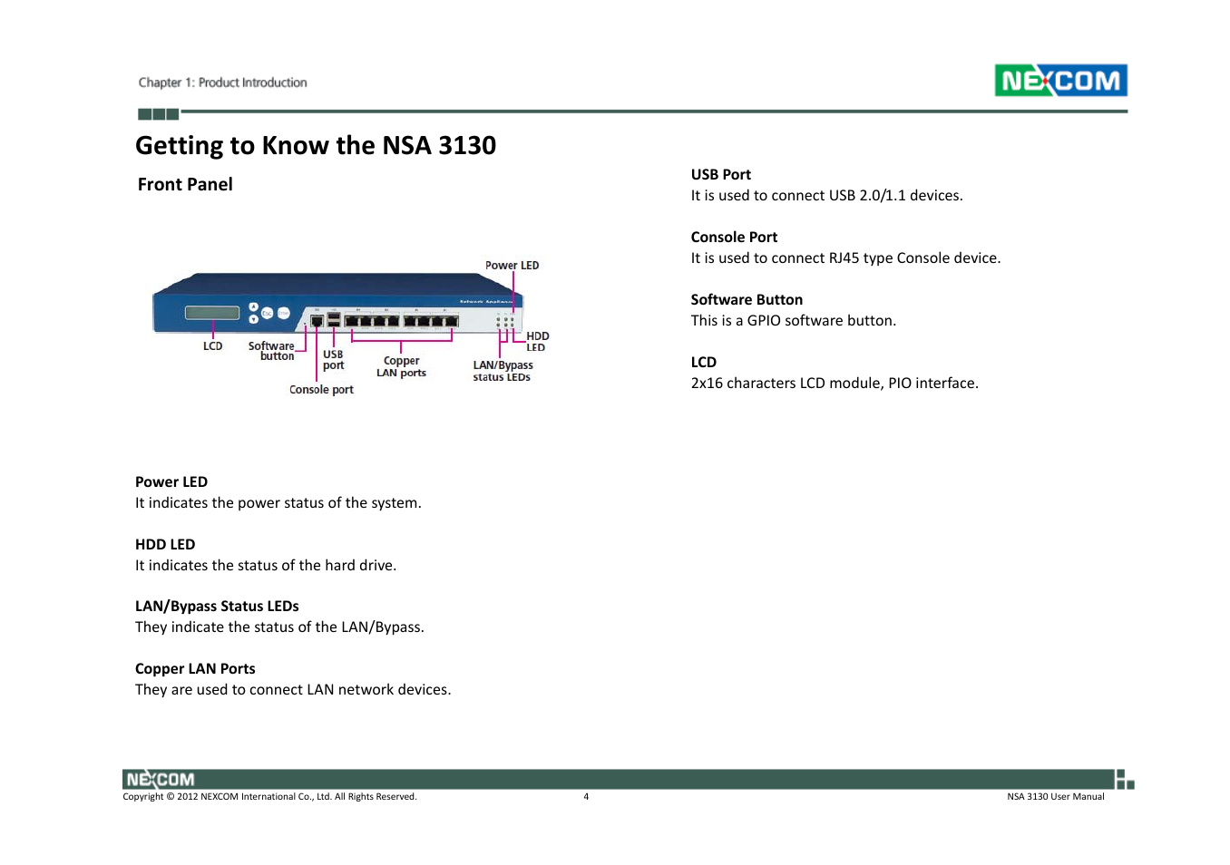 Getting to know the nsa 3130 | NEXCOM NSA 3130 User Manual | Page 17 / 96