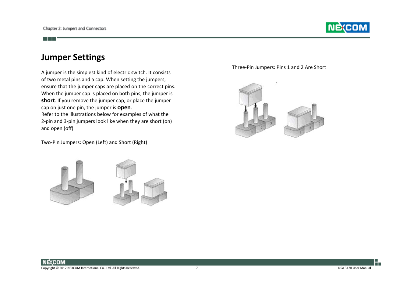 Jumper settings | NEXCOM NSA 3130 User Manual | Page 20 / 96