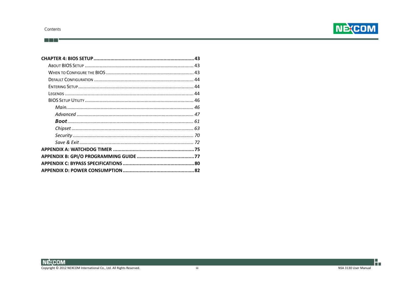 NEXCOM NSA 3130 User Manual | Page 3 / 96