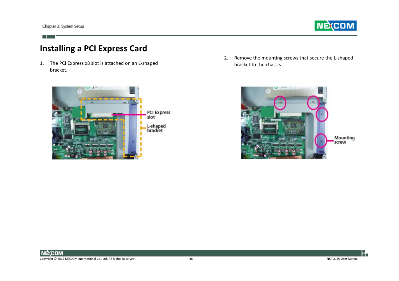 Installing a pci express card | NEXCOM NSA 3130 User Manual | Page 51 / 96