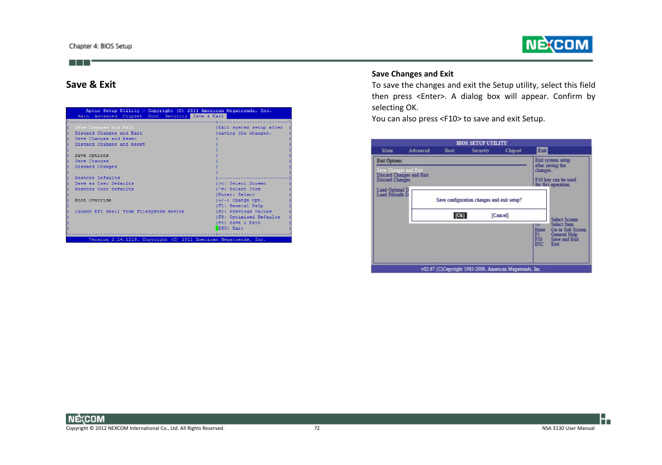 Save & exit | NEXCOM NSA 3130 User Manual | Page 85 / 96