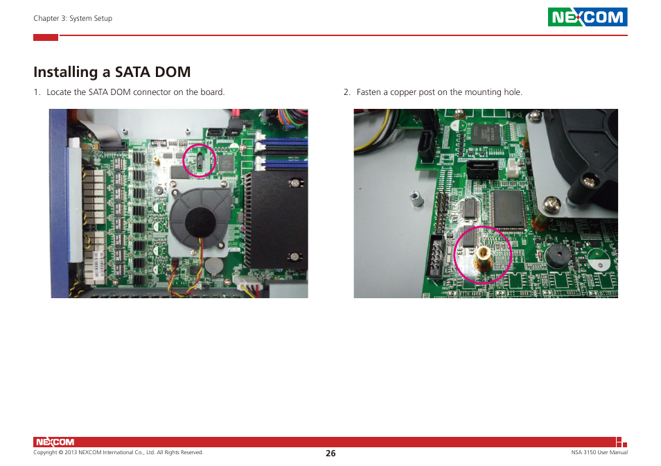 Installing a sata dom | NEXCOM NSA 3150 User Manual | Page 40 / 71