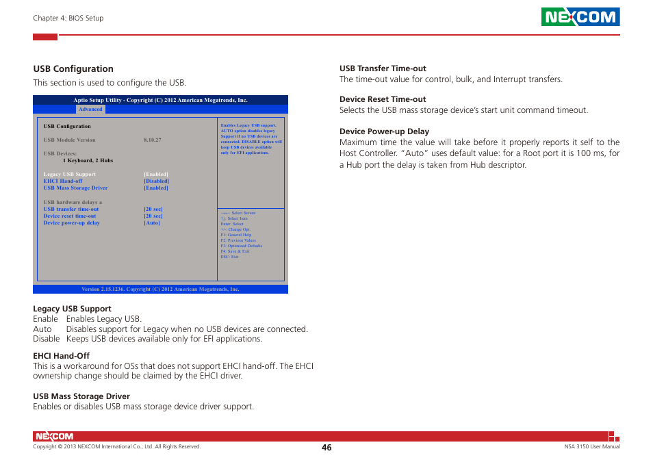 Usb configuration | NEXCOM NSA 3150 User Manual | Page 60 / 71