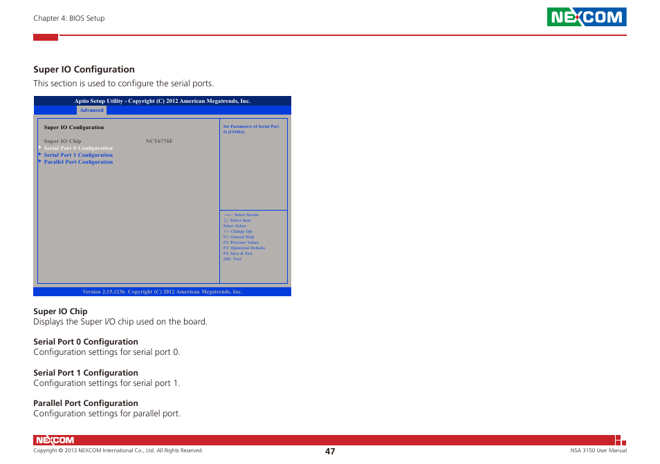 Super io configuration | NEXCOM NSA 3150 User Manual | Page 61 / 71