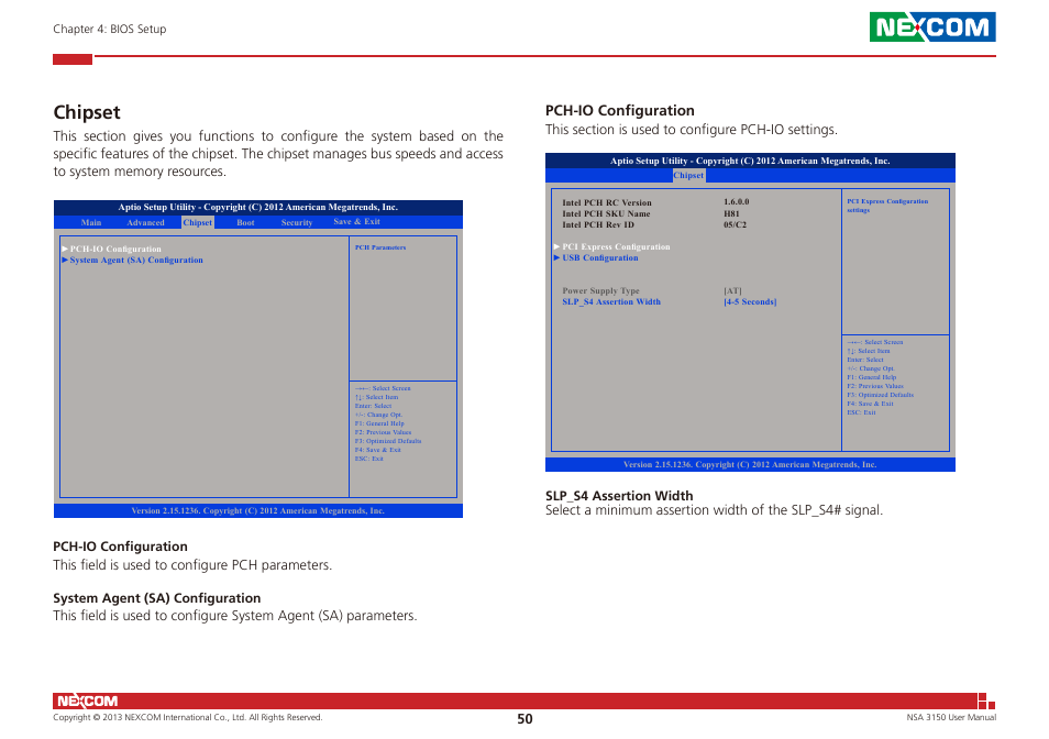 Chipset, Pch-io configuration | NEXCOM NSA 3150 User Manual | Page 64 / 71