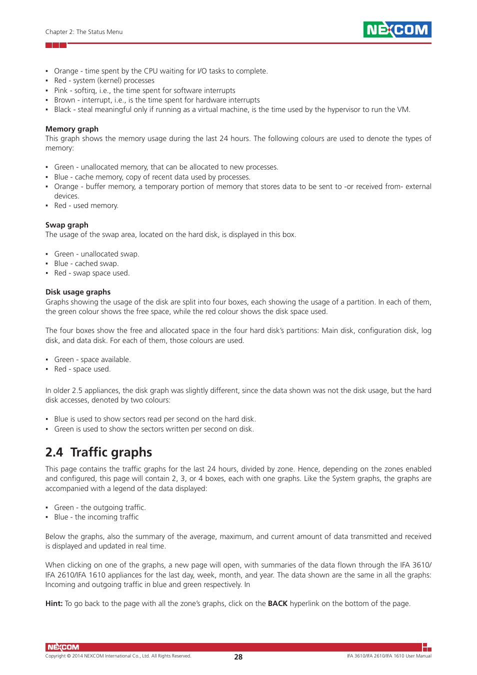 4 traffic graphs | NEXCOM IFA 1610 User Manual | Page 31 / 88