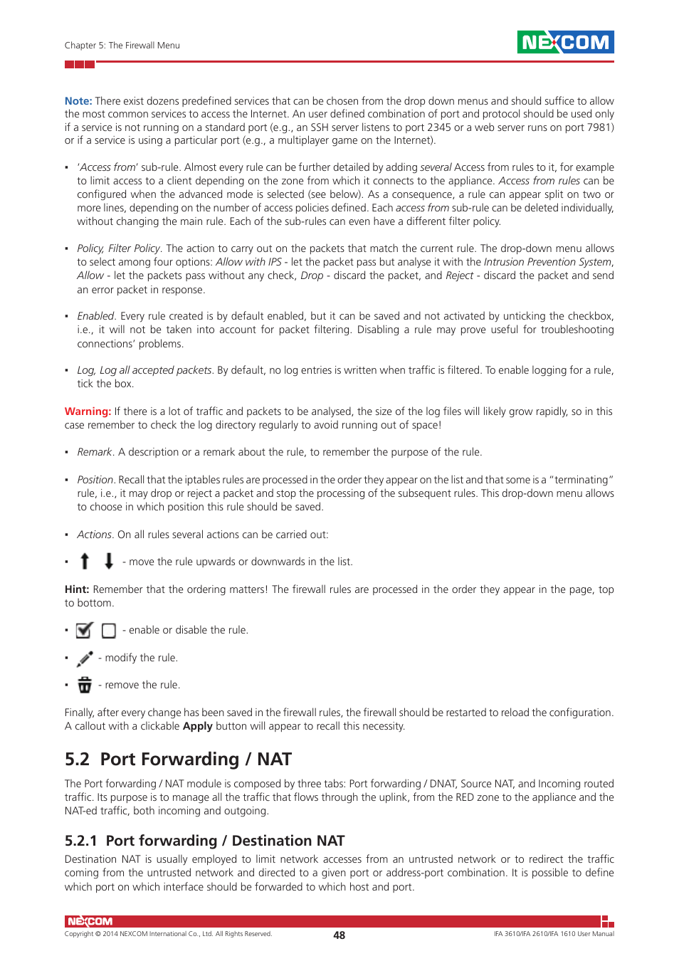 2 port forwarding / nat, 1 port forwarding / destination nat | NEXCOM IFA 1610 User Manual | Page 51 / 88