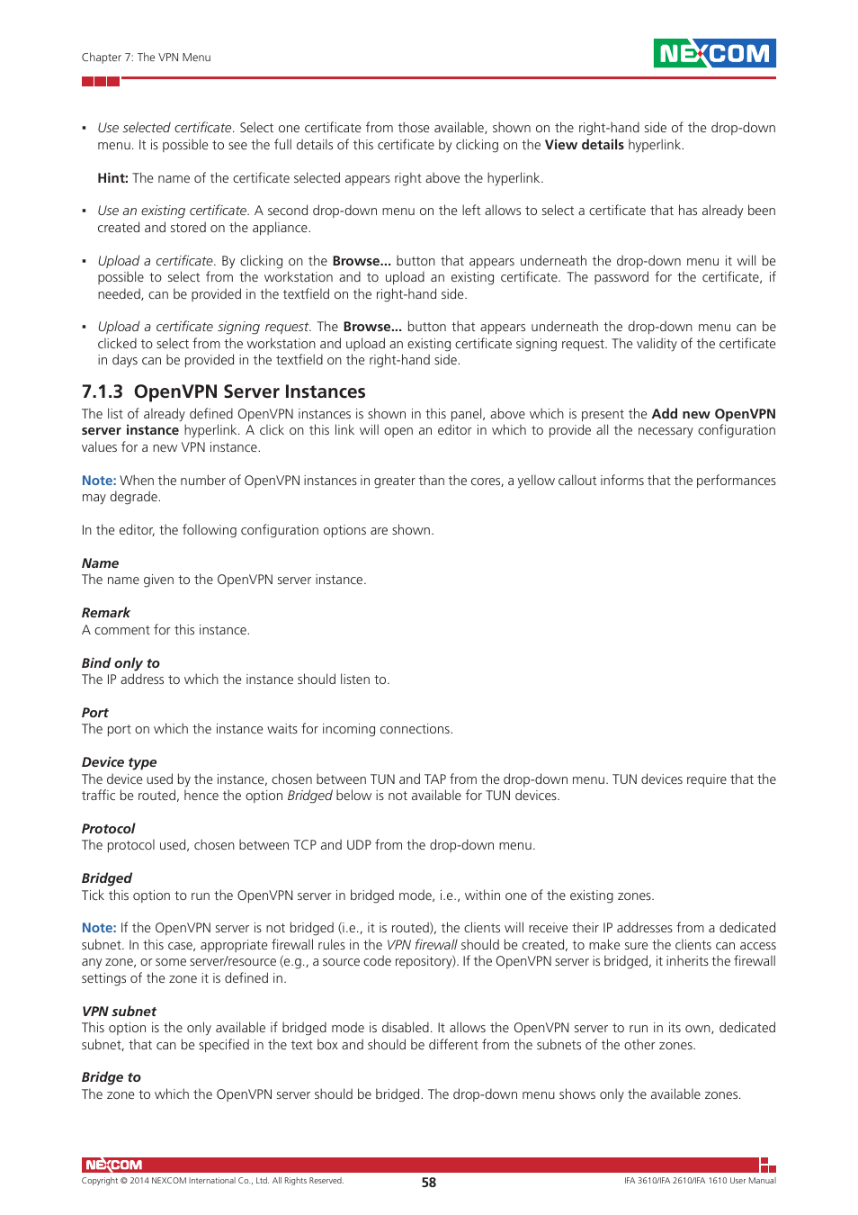 3 openvpn server instances | NEXCOM IFA 1610 User Manual | Page 61 / 88