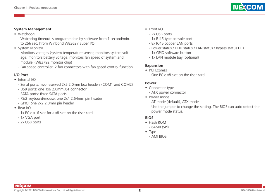 NEXCOM NSA 5130 User Manual | Page 18 / 107