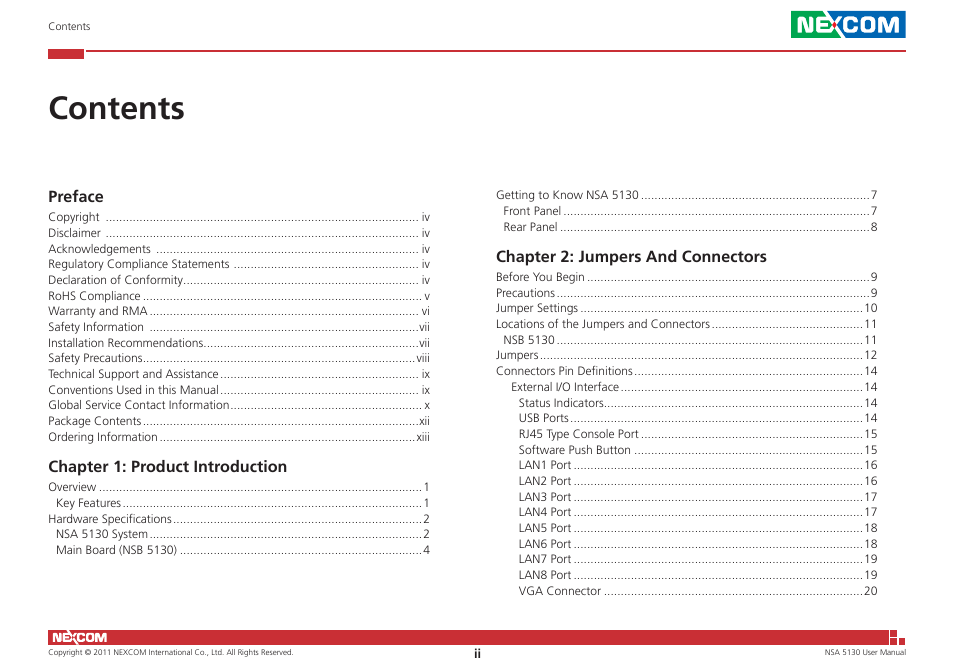 NEXCOM NSA 5130 User Manual | Page 2 / 107