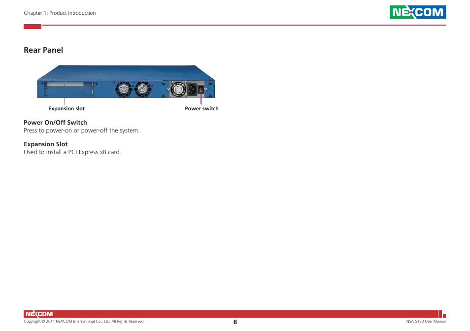 Rear panel | NEXCOM NSA 5130 User Manual | Page 21 / 107