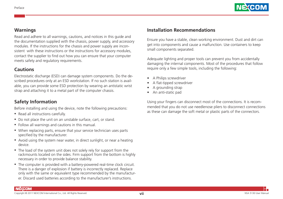 NEXCOM NSA 5130 User Manual | Page 7 / 107