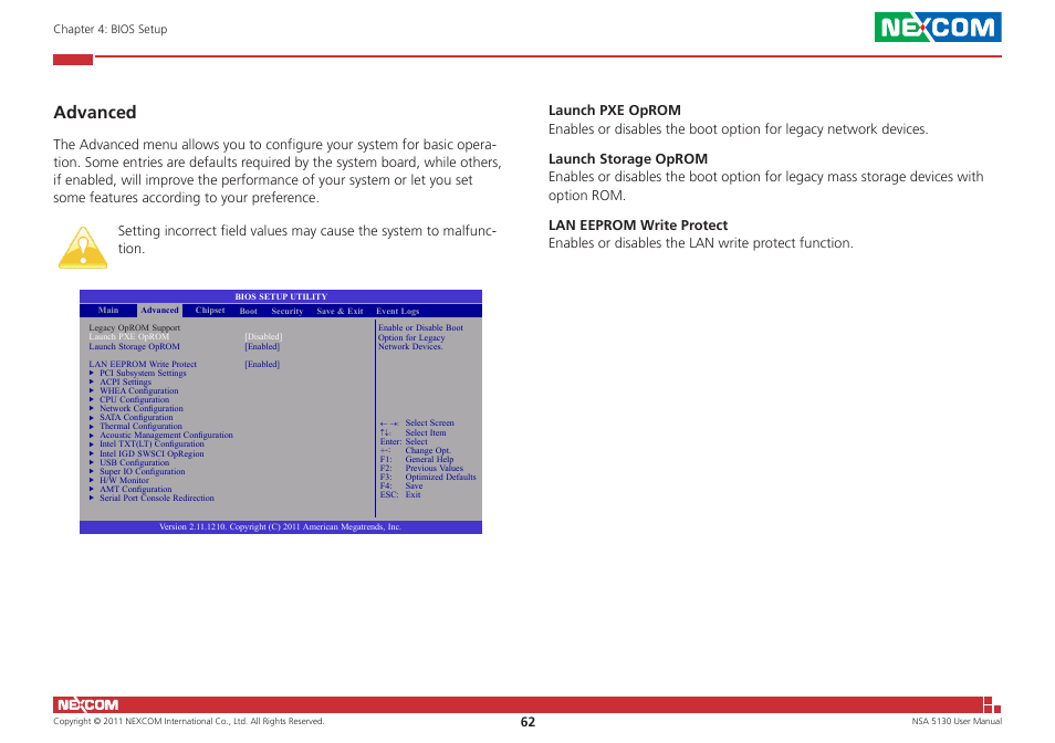 Advanced | NEXCOM NSA 5130 User Manual | Page 75 / 107