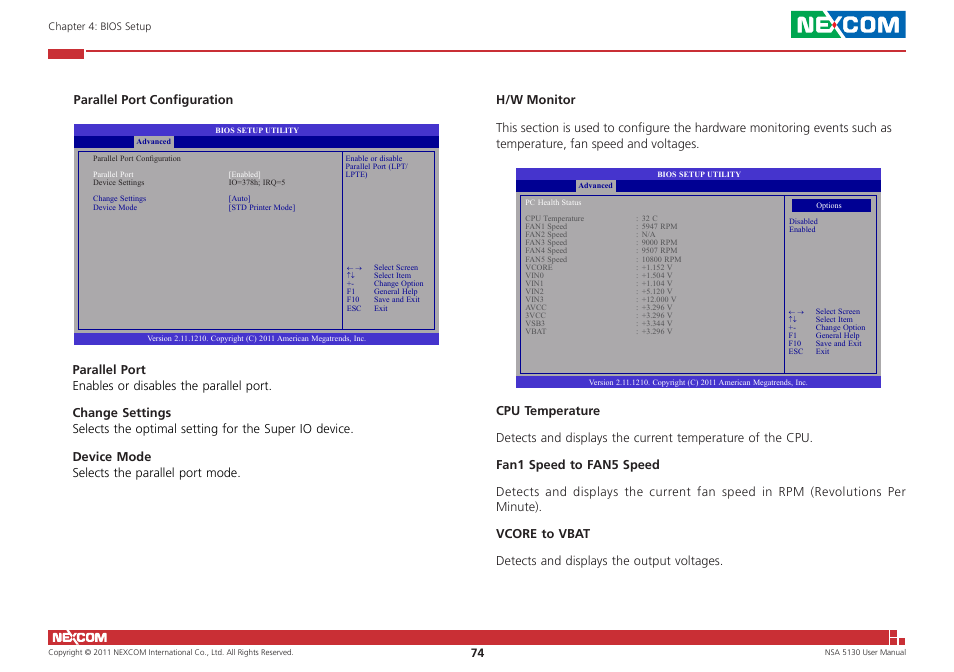 Parallel port configuration | NEXCOM NSA 5130 User Manual | Page 87 / 107