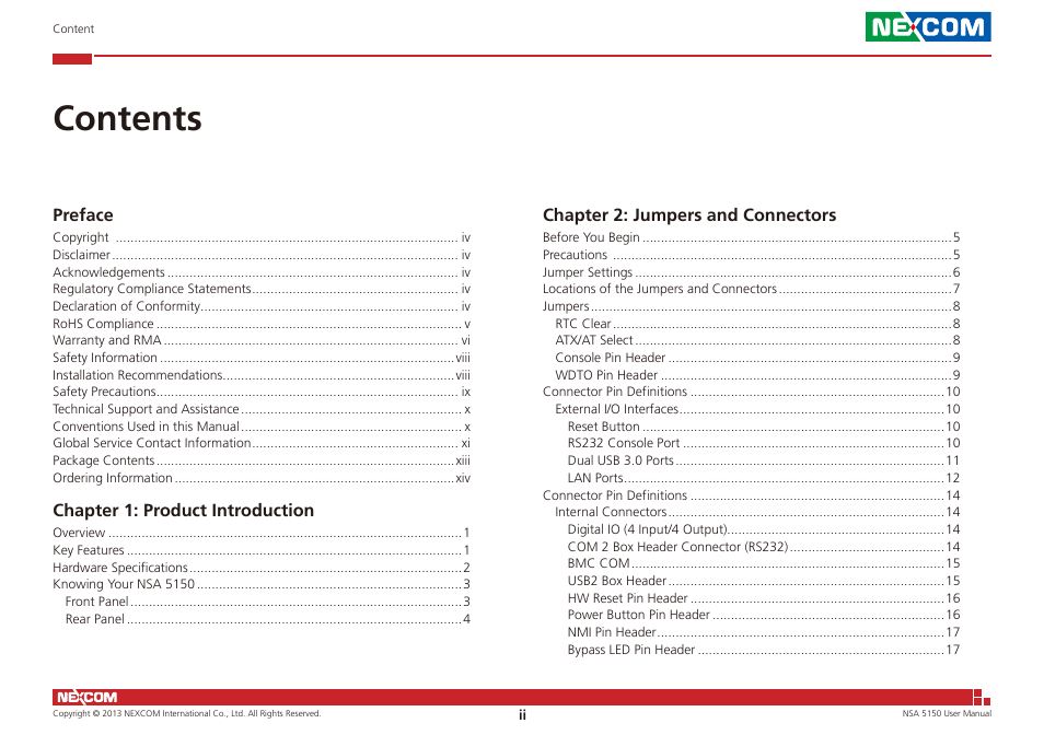 NEXCOM NSA 5150 User Manual | Page 2 / 84