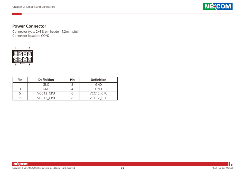 Power connector | NEXCOM NSA 5150 User Manual | Page 41 / 84