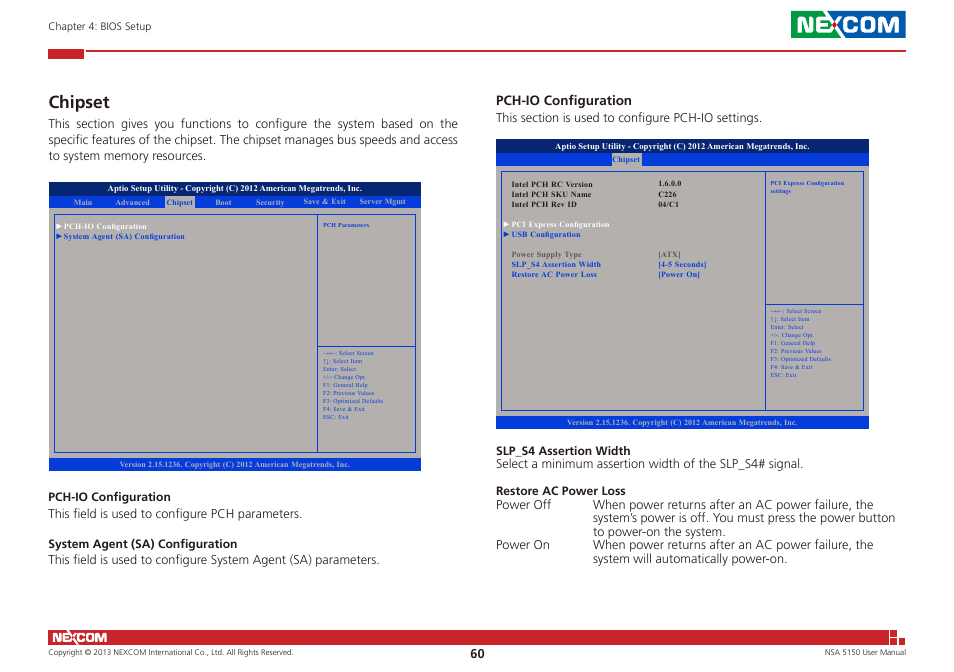 Chipset, Pch-io configuration | NEXCOM NSA 5150 User Manual | Page 74 / 84
