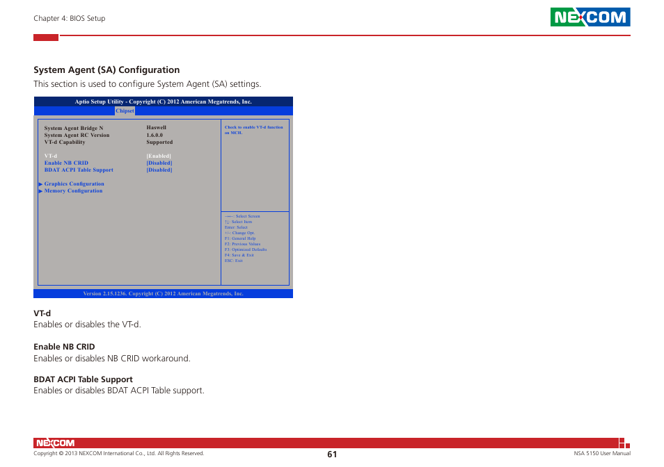 System agent (sa) configuration | NEXCOM NSA 5150 User Manual | Page 75 / 84