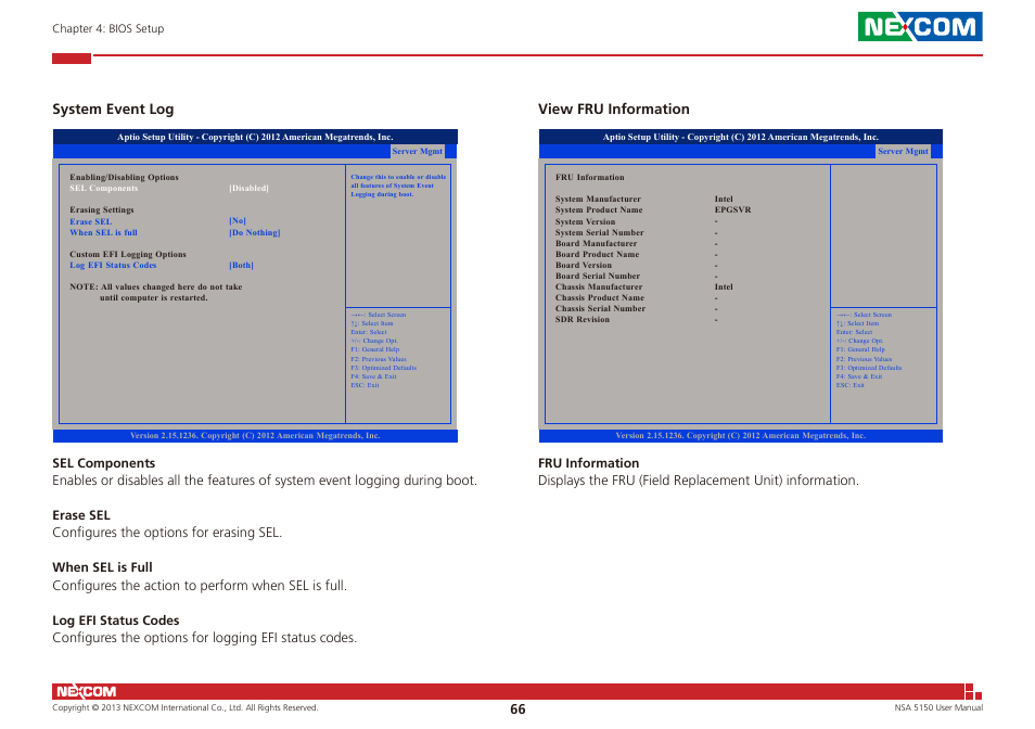 System event log view fru information | NEXCOM NSA 5150 User Manual | Page 80 / 84