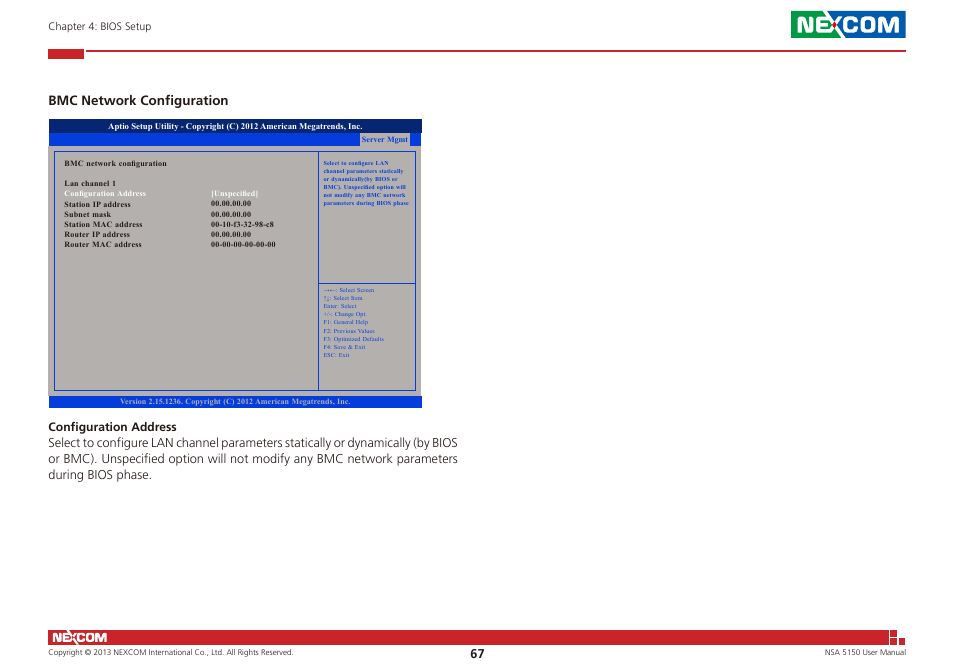 Bmc network configuration | NEXCOM NSA 5150 User Manual | Page 81 / 84