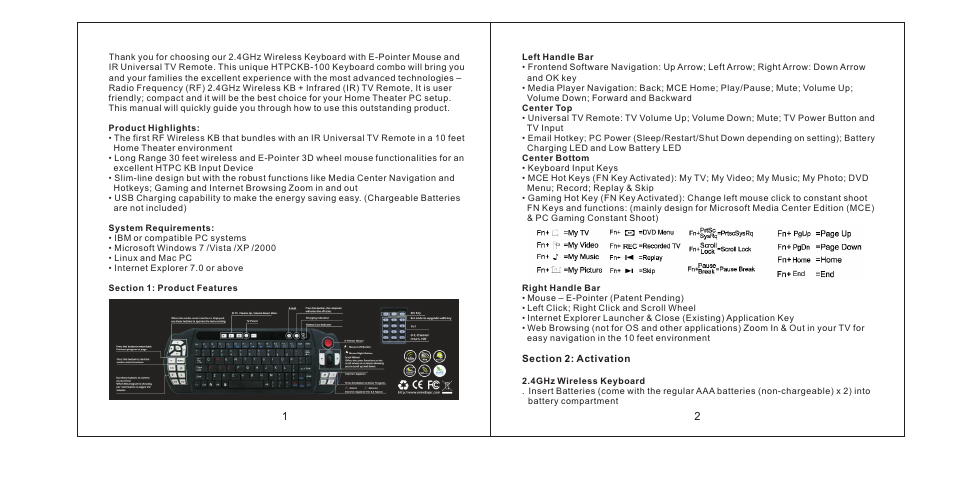 nMediaPC HTPCKB-100 User Manual | Page 2 / 4