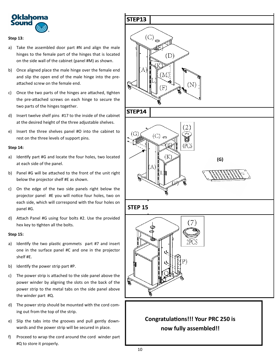 Oklahoma Sound #PRC 250 User Manual | Page 10 / 11