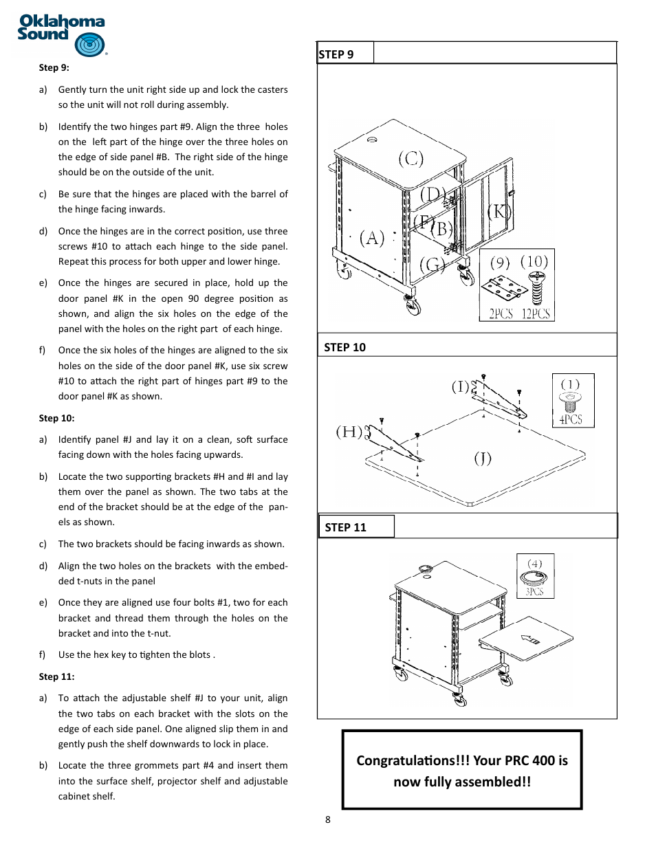 Oklahoma Sound #PRC 400 User Manual | Page 8 / 9