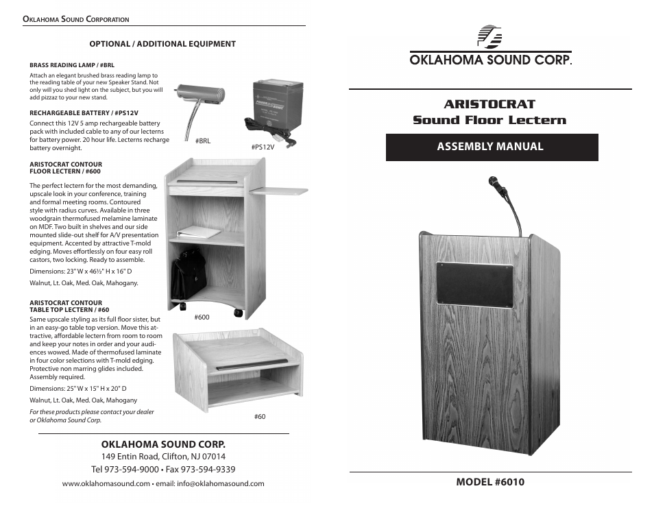 Oklahoma Sound #6010 User Manual | 4 pages