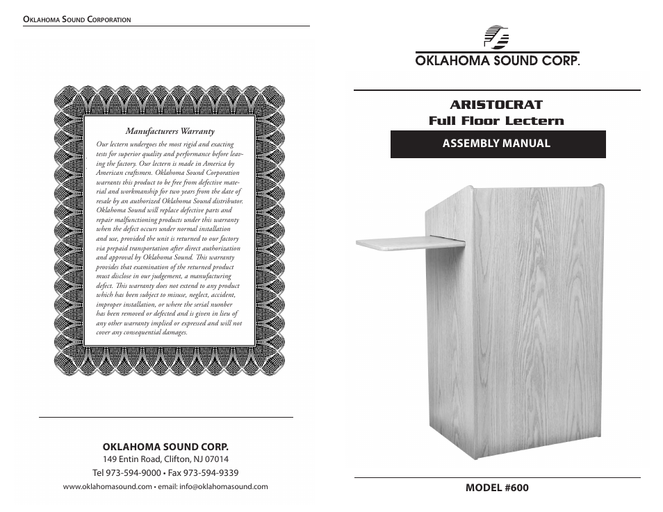 Oklahoma Sound #600 User Manual | 4 pages