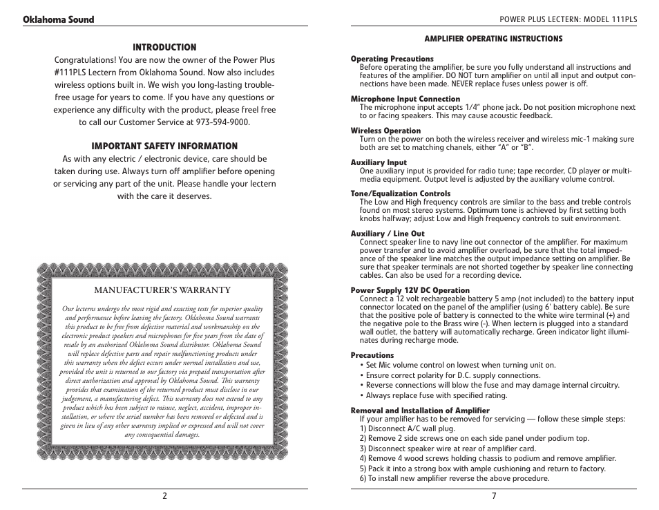 Oklahoma Sound #111PLS User Manual | Page 2 / 4