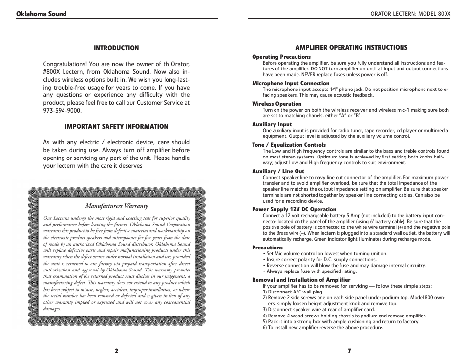 Oklahoma Sound #800x User Manual | Page 2 / 4