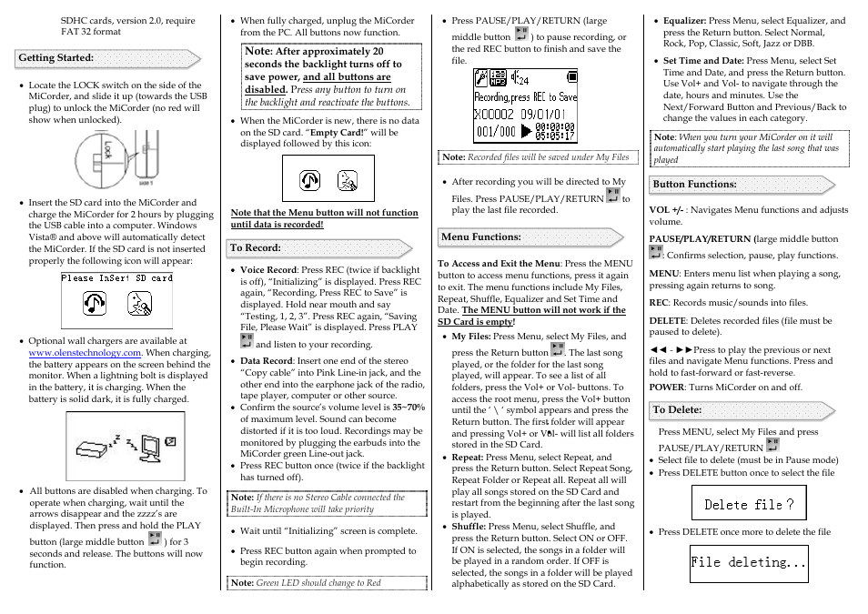 Ölens Technology MiCorder User Manual | Page 2 / 2