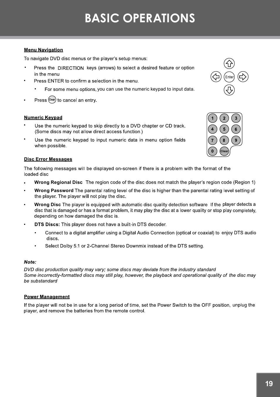 Basic operations | COBY electronic TFDVD7752 User Manual | Page 19 / 30