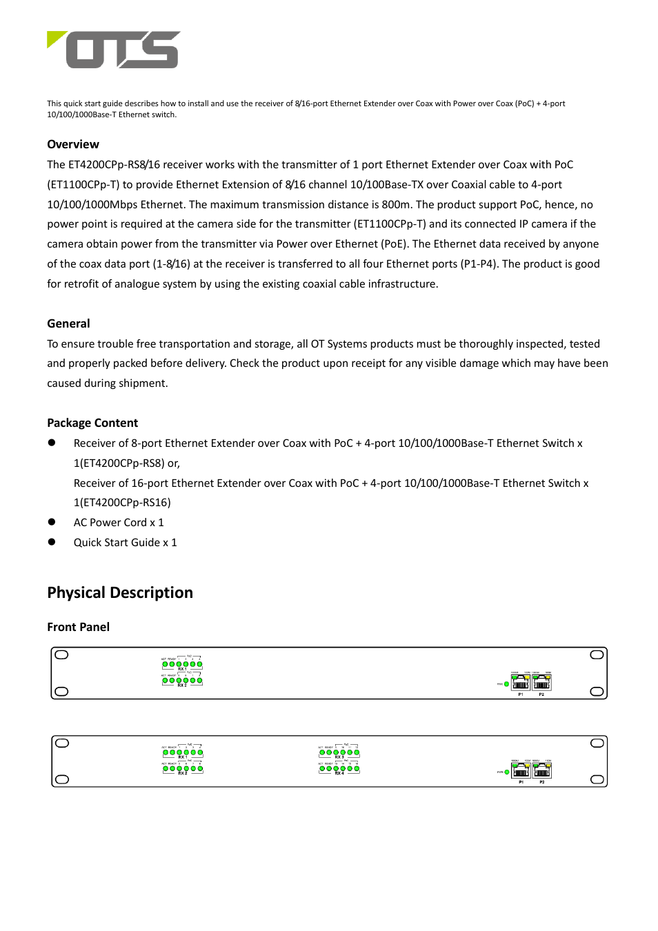 OT Systems ET4200CPp-RS8 User Manual | 5 pages
