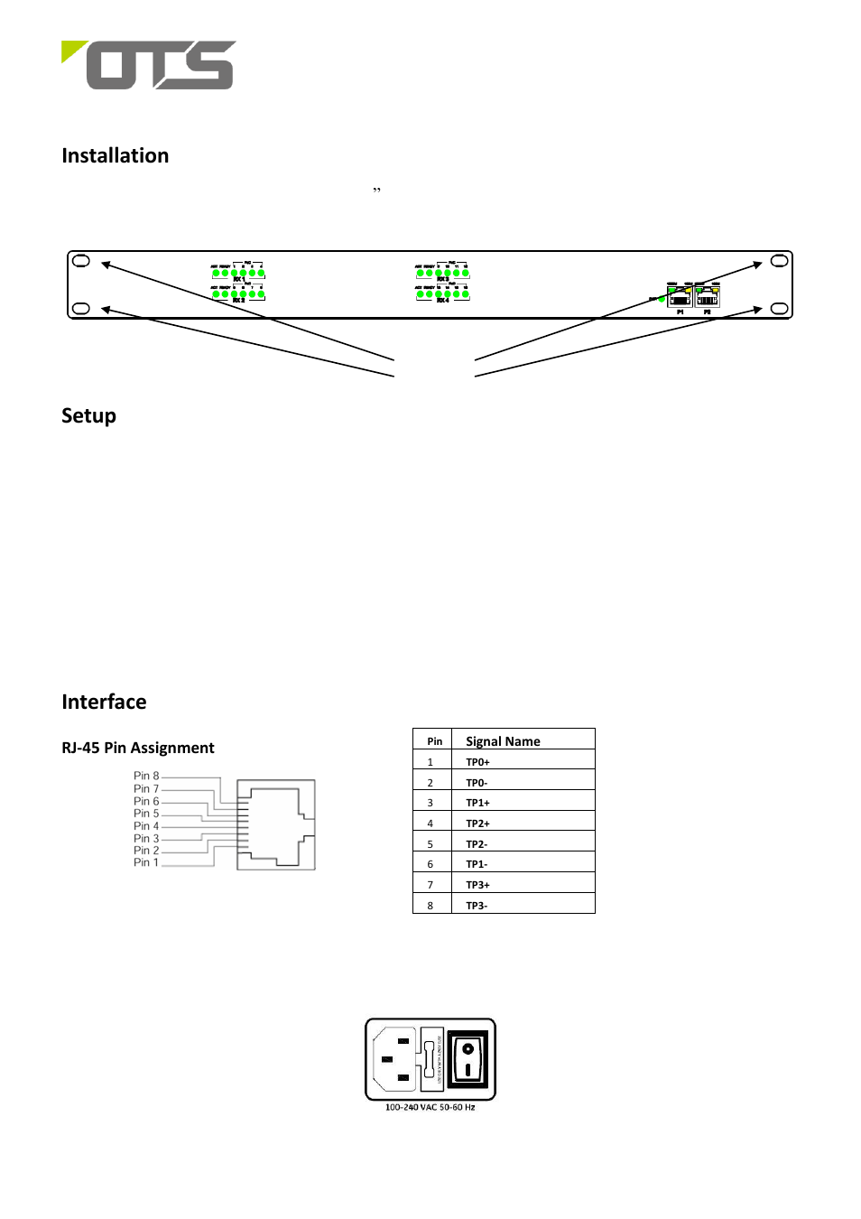 Installation, Setup, Interface | OT Systems ET4200CPp-RS8 User Manual | Page 3 / 5