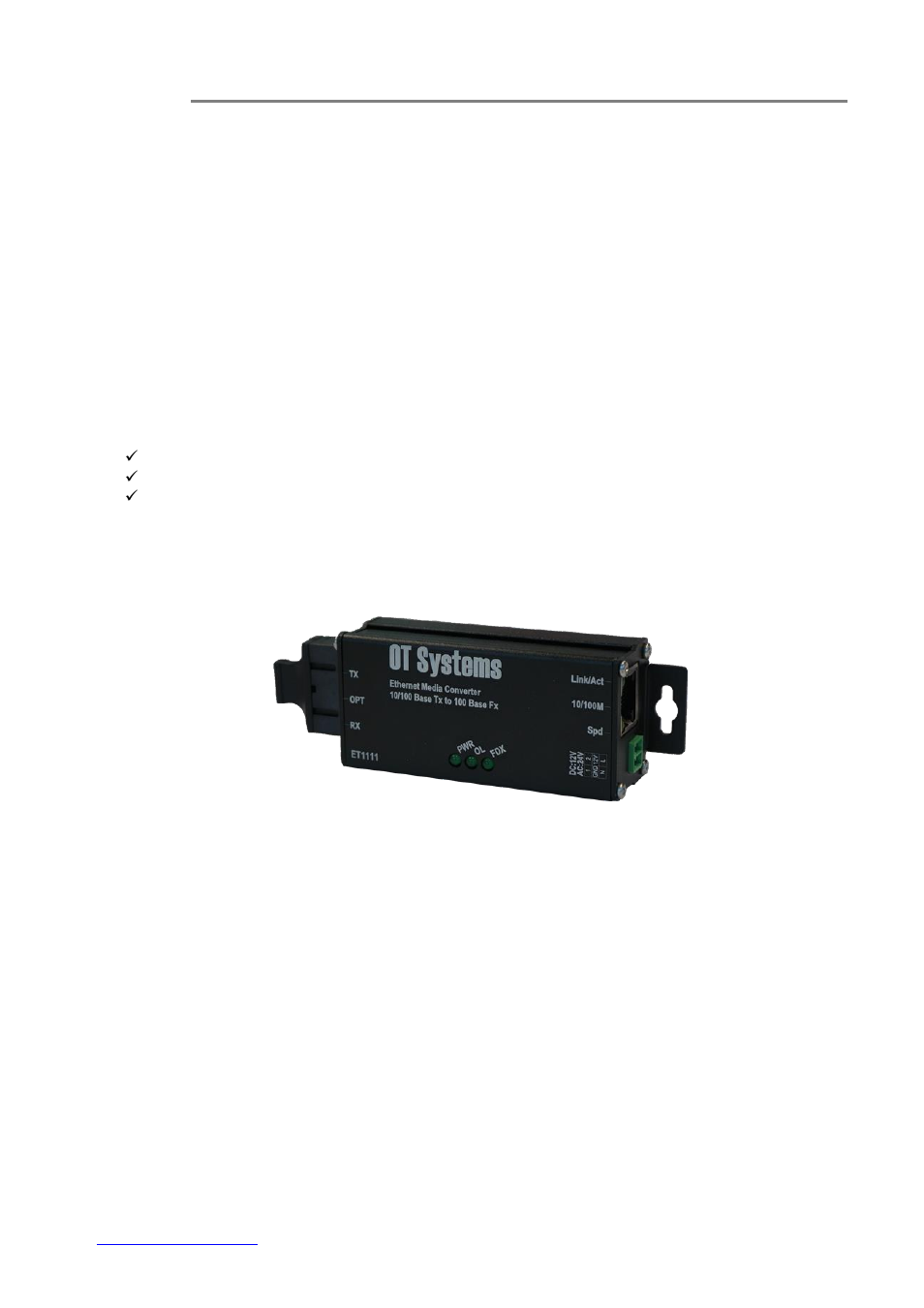 Installation, Eneral, Ackage | Ontents, 3) installation | OT Systems ET1111 series User Manual | Page 7 / 18