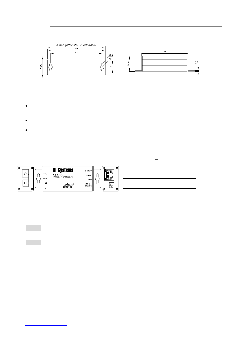 Nstallation, Ount, Onnecting to | Ower, Dc terminal block power input | OT Systems ET1111 series User Manual | Page 9 / 18