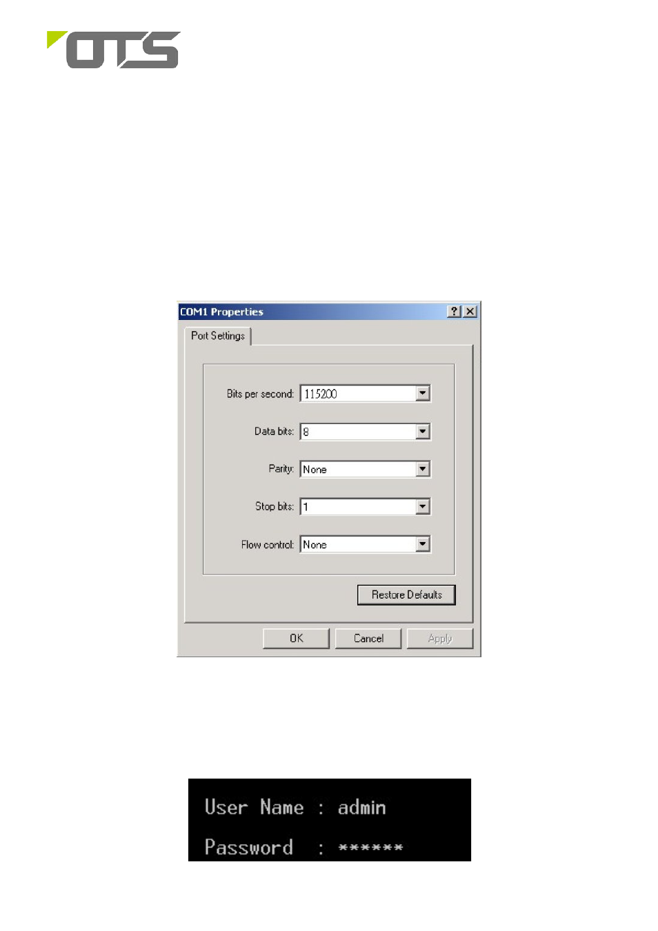 Login in the console interface | OT Systems ET24122MPp-S User Manual | Page 4 / 8