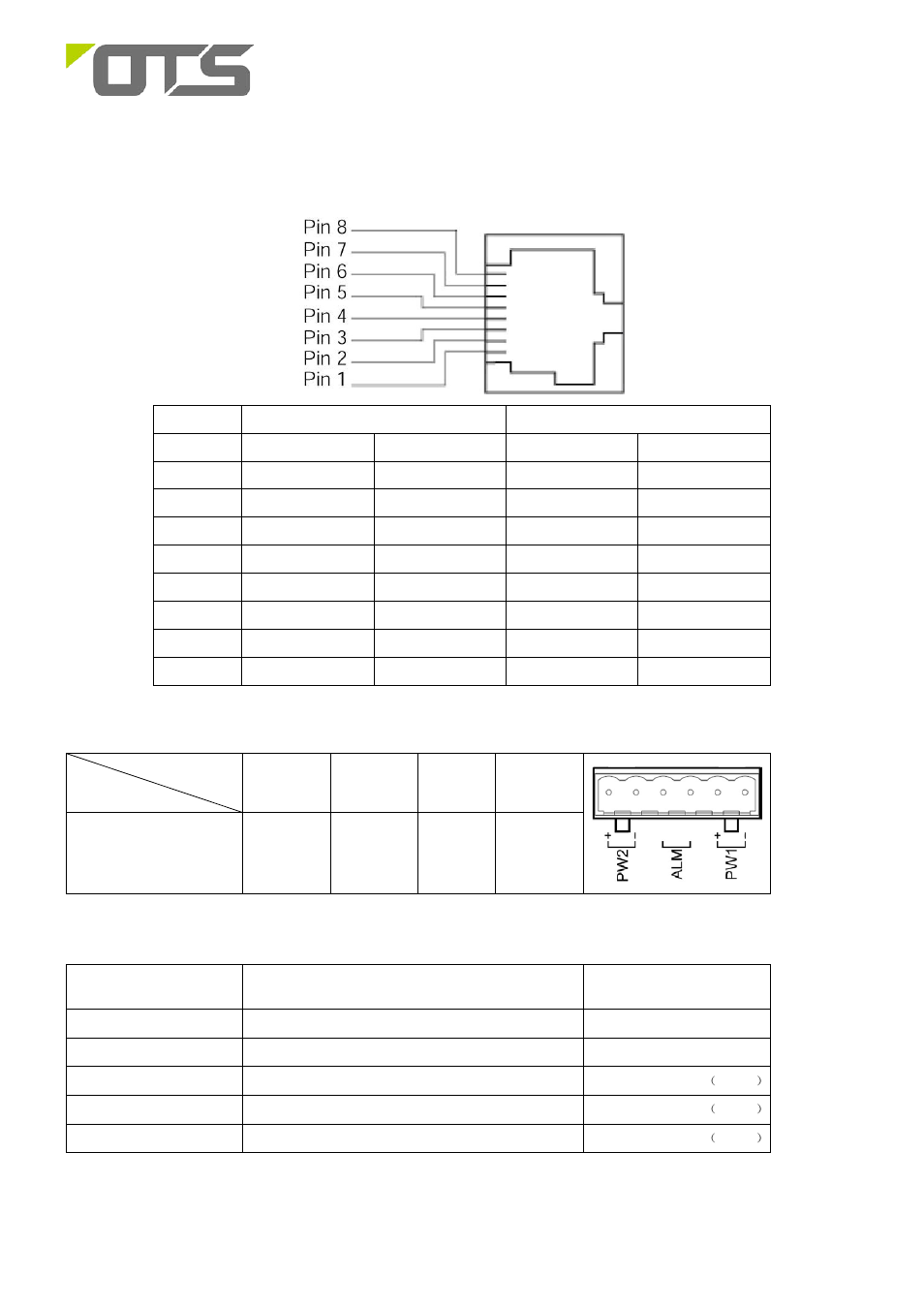 Interface, Power connection, Cable connection | Et8122m-s-dr, Ethernet port rj-45 pin assignment | OT Systems ET8122M-S-DR User Manual | Page 7 / 9