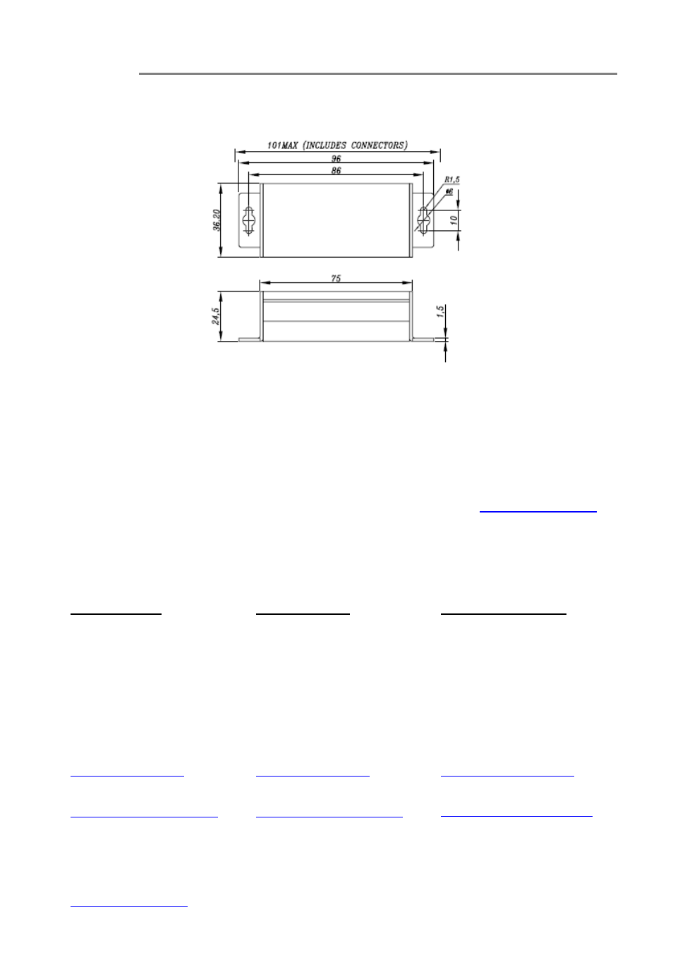 Drawings, Warranty information, Contact information | 7) drawings, 8) warranty information, 9) contact information | OT Systems FTD100Micro User Manual | Page 11 / 11