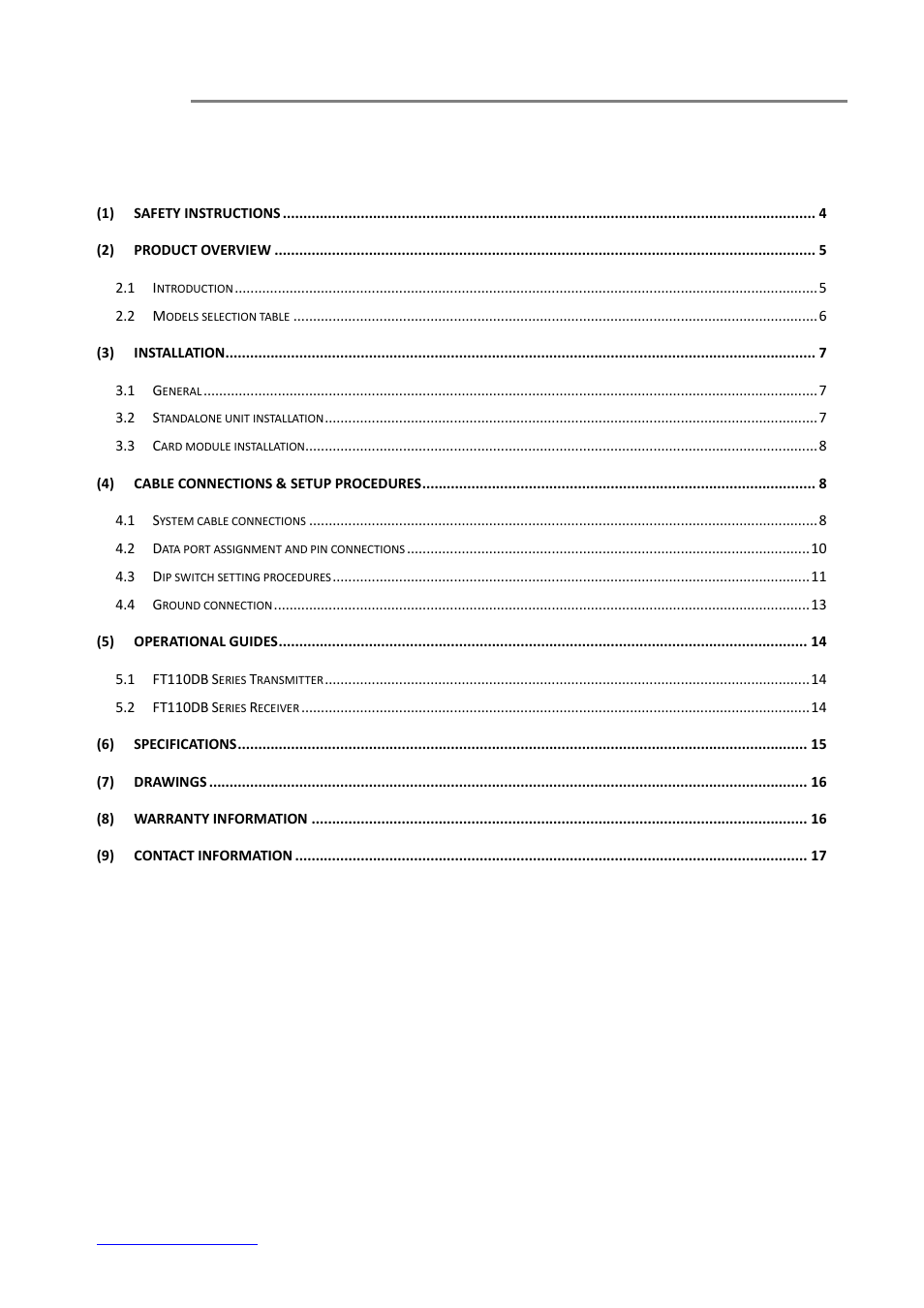 OT Systems FT110DB User Manual | Page 3 / 17