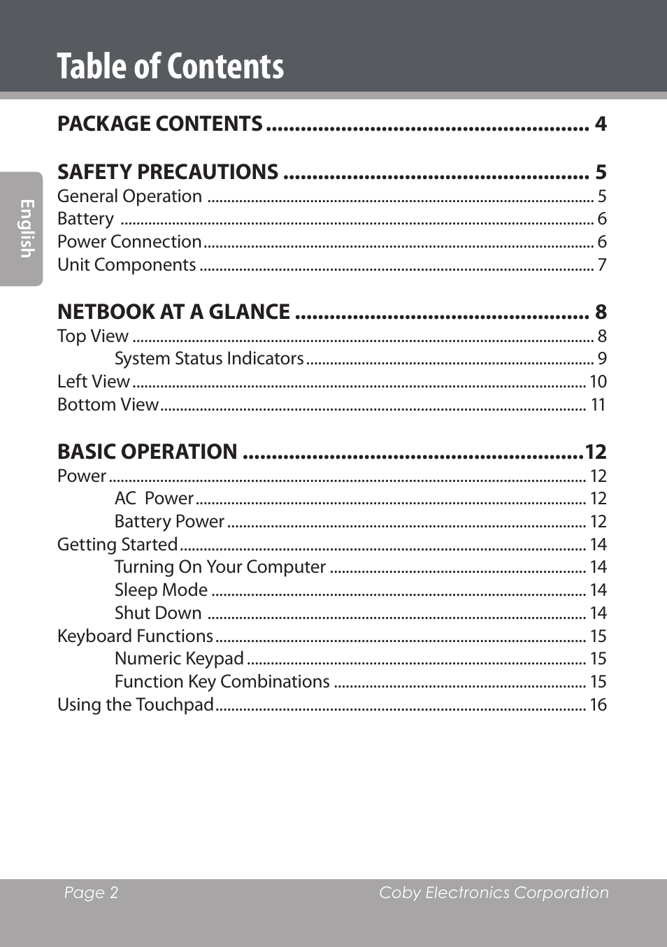 COBY electronic NBPC1028 User Manual | Page 2 / 139