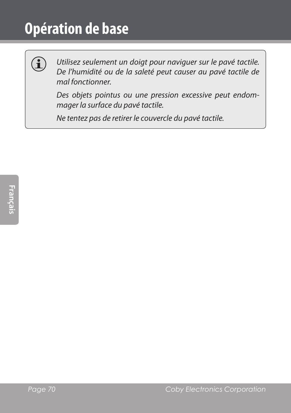 Opération de base | COBY electronic NBPC1028 User Manual | Page 70 / 139