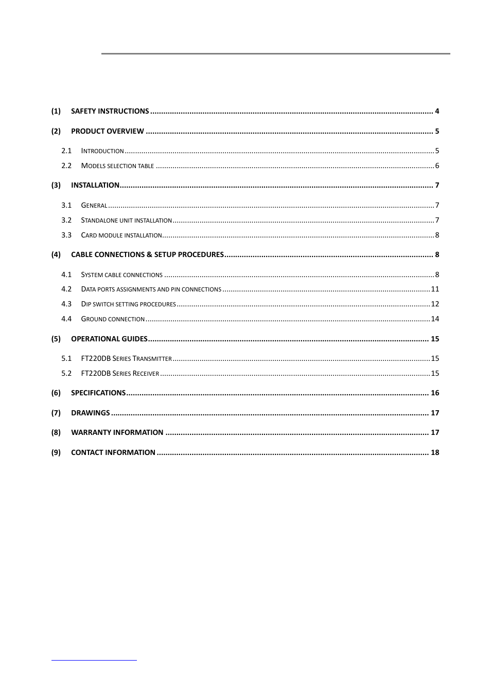 OT Systems FT220DB User Manual | Page 3 / 18